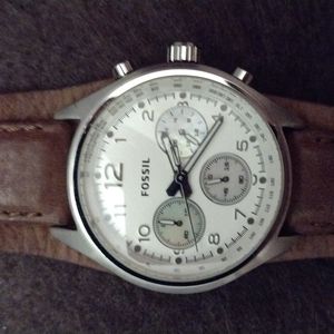 Fossil Genuine Leather Strap Watch